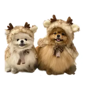 Kerst Huisdier Kostuum Elanden Cape Mantel Warme Hond En Kat Kleding Schattige Print Hond Winter Kleding Henan Comfortabele 2 Stuks