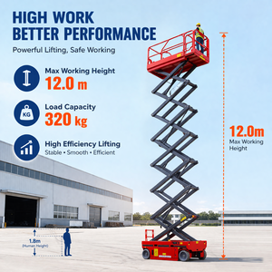 Plataforma de Trabajo Aérea de 12m, Elevador de Tijera Hidráulico de Acero para 4 Personas, para Obras de Construcción, con Certificación CE e ISO - Product Image 5