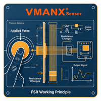 VMANX FSR6768 Capteur de résistance sensible à la force, capteur de pression flexible pour articulation de doigt de robot, détection tactile, personnalisation disponible
