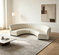 Ensemble modulaire incurvé en cuir à capitonnage vertical moderne, sectionnel en forme de U et demi-cercle, 6 places, durable, pour salon et hall d'hôtel