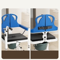 Machine de transfert pliante multifonctionnelle pour les personnes âgées paralysées alitées et allaitantes, chaise de toilette de bain avec plateau à manger.