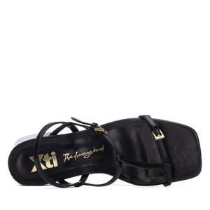 Sandales à talons pour femme Xti, noires, talon de 7 cm, taille 39, avec brides en T - Product Image 5