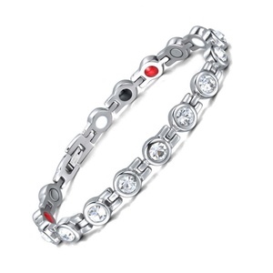 Magnetic Stainless Steel Chain Link Trendy Unisex <b>Bracelet</b> Wholesale Luxury Silver <b>Crystal</b> Jewelry Daily Health Care Fashion - Product Image 1