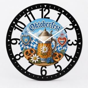 Orologio da Parete in Ferro 'Happy Hanukkah' 25cm, Design Menorah, Orologio Rotondo in Metallo Stampato, Silenzioso al Quarzo, Decorazione per la Casa, Festività - Product Image 4