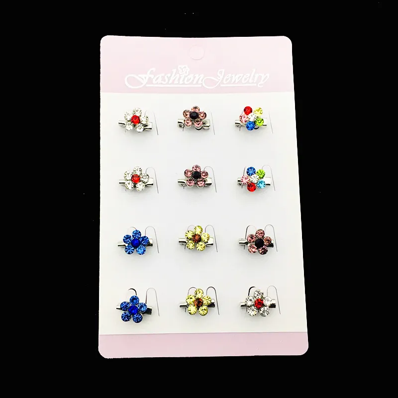 Hot Sale Jewelry Accessory Flowers Small Brooch Pin 12pcs Trendy Vintage Classic Style Clips Rhinestone Mini Brooches