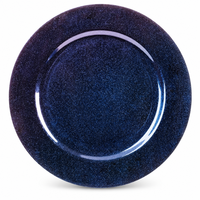 Assiettes de présentation 13 pouces bleu profond à paillettes, style ciel étoilé galaxie, en plastique PP pour décoration de table de mariage, banquet et fête