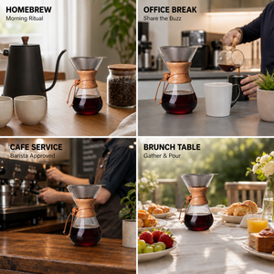 Serveur <span class=keywords><strong>à</strong></span> café en bois Kingze, 800 ml, en verre borosilicate, pour les cafés - Product Image 3