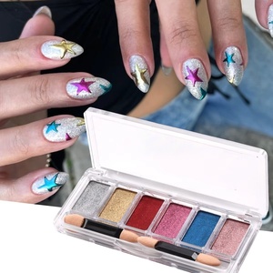 6 Colors <b>Magic</b> Mirror Solid Nail Glitter Powder Laser Silver Textured 3D Design Rub Dust Chrome Sparkly Manicure Accessories - Product Image 4
