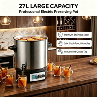 Marmite de cuisson électrique en acier inoxydable 27L 1800W avec contrôle de température par micro-ordinateur, pour confiture, type Dutch, pour usage domestique et VR