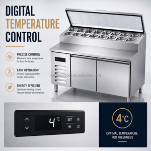 Mesa de trabajo refrigerada comercial con bandeja GN 1/6 1/3, barra de ensaladas, refrigerador para preparación de alimentos para sándwiches, pizzerías y cadenas de tiendas. - Product Image 3
