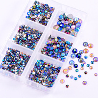 BOBOHOO Venta caliente 1200 piezas Color mezclado cristal AB diamantes de imitación brillante flatback 3D cristal 6 tamaños uñas decoración de diamantes de imitación