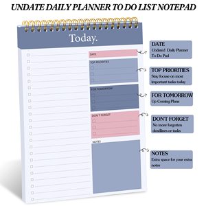 Custom Printed A5 Spiral <b>Notebook</b> with Digital Printing 50 Sheets <b>Daily</b> <b>Planner</b> for Gift Use - Product Image 2