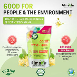 AlmaWin Custom 1 Color Liquid Laundry <b>Detergent</b> 1.5L Eco Pack 20 Loads Linden Blossom Scent Radiant Cleanliness Baby - Product Image 5