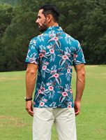 Chemises de golf hawaïennes à manches courtes pour hommes Maillot évacuant l'humidité Imprimé à la mode Anti-boulochage pour polos pour hommes
