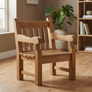 Fauteuil de salle à manger d'extérieur en teck massif, design moderne, durable, imperméable, écologique, avec pieds Saber, pour jardin, patio, hôtel, restaurant - Product Image 3