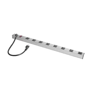 8 Outlet Industrial Heavy Duty Metal PDU Power Strip Right Angle Plug Extension Cord ETL Color Gray 100% COPPER WIRE
