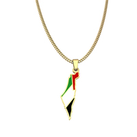 Palestine Pendentif Pays Carte Drapeau Or Collier Collier Acero Inoxidable Al Mayor Palestine Bijoux