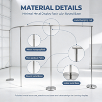 Portant à vêtements incurvé sur mesure en acier inoxydable, rail de suspension autoportant pour vêtements, mobilier de présentation pour boutique
