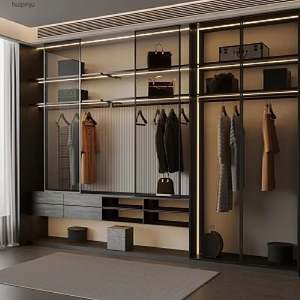 Modern Luxury Design Single Solid OSB Nordic <b>Wardrobe</b> for Ladies Free-standing Cloth Storage Rack OSB for Apartment Walk-in - Product Image 2