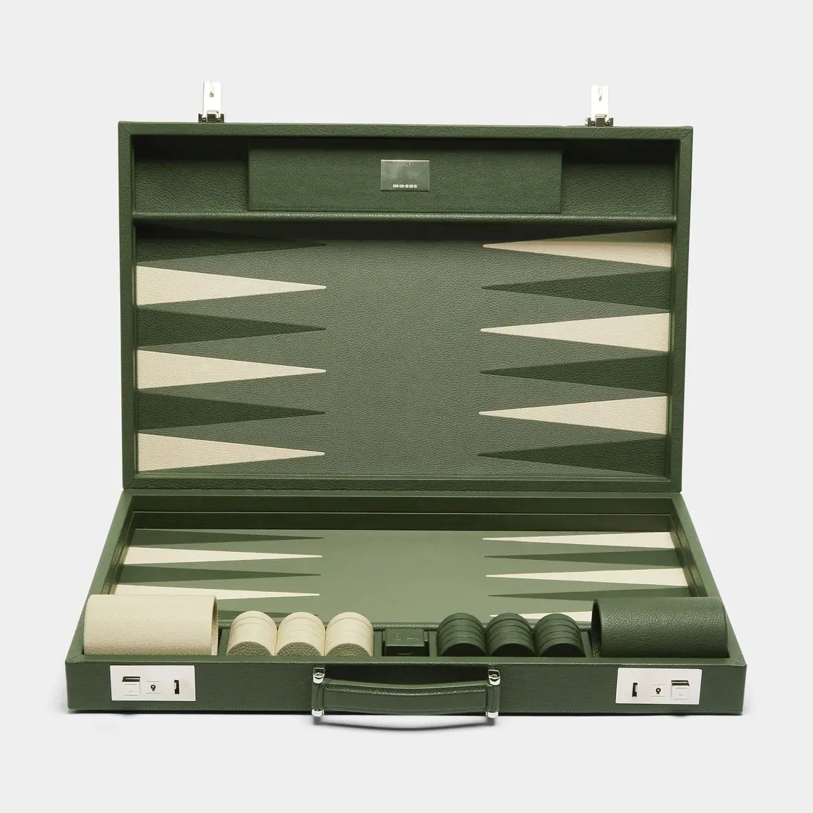 Jogo de tabuleiro de jogo de Backgammon de luxo em couro verde mais vendido