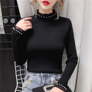 Suéter de Cuello Alto Personalizado al por Mayor, <span class=keywords><strong>Camiseta</strong></span> <span class=keywords><strong>Interior</strong></span> de Manga Larga para <span class=keywords><strong>Mujer</strong></span>, Otoño e Invierno, Nuevas Blusas - Product Image 5
