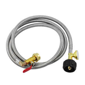 Tuyau de gaz avec manomètre, 3 pieds, en acier inoxydable flexible, diamètre intérieur de 1/4 pouce, pression maximale de 300 psi, utilisation industrielle pour l'air - Product Image 2
