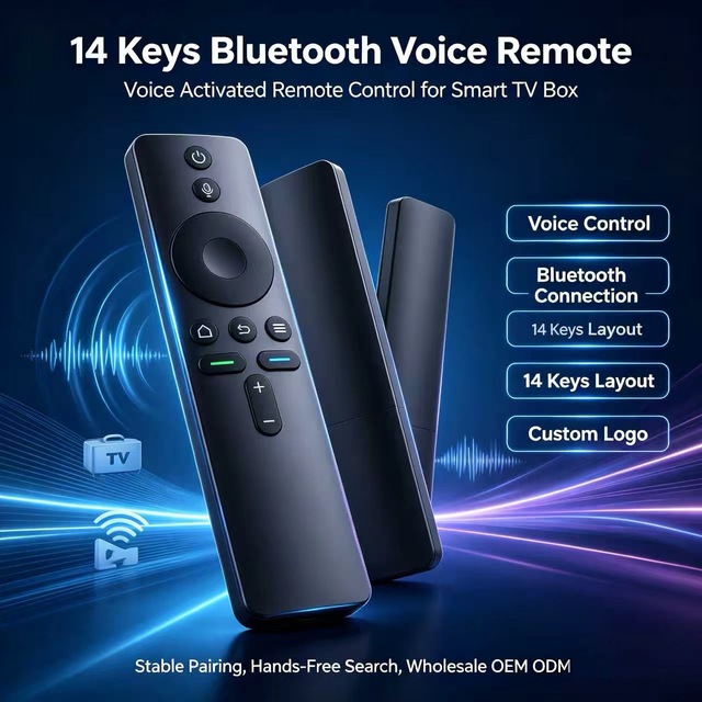 OEM ODM Factory 14 Keys  Voice Activated Remote Control, Wireless Voice Command Remote Controller for Android TV Box