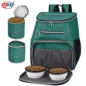 Bolsa de viagem para cachorros, mochila para animais de estimação aprovada, mochila de viagem com 2 tigelas dobráveis de silicone e 2 cestas de alimentos.