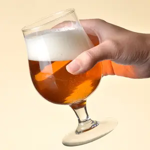 热卖12盎司酒吧玻璃器皿杆啤酒杯定制白兰地斯奈德比利时郁金香啤酒杯