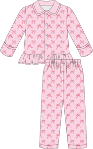 بيجامة بناتي وردية ناعمة وقابلة للتنفس بتصميم أميرة لطيف، طقم من قطعتين بأزرار وأكمام طويلة للربيع - Product Image 5