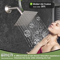 Système de Douche Double Homedec avec Bec de Baignoire de 12 Pouces et Robinet Mural de 6 Pouces en Laiton et Acier Inoxydable Finition Nickel Brossé