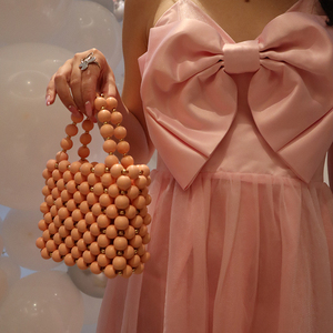 <span class=keywords><strong>Sac</strong></span> à main en bois pour femmes, tout-assorti, de qualité supérieure, avec perles, fait à la main, d'ambiance, tendance - Product Image 3