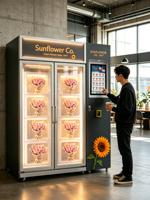Distributeur automatique de fleurs fraîches haut de gamme à contrôle de température intelligent, personnalisable, avec 8 casiers visibles