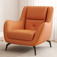 Fauteuil simple moderne en tissu doux avec dossier capitonné, chaise longue confortable pour la maison ou le bureau