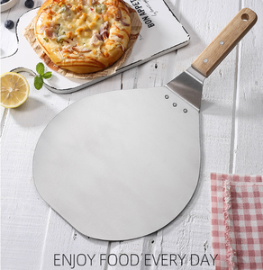 Deslizador <span class=keywords><strong>de</strong></span> pizza <span class=keywords><strong>de</strong></span> acero inoxidable <span class=keywords><strong>de</strong></span> 8 pulgadas con mango <span class=keywords><strong>de</strong></span> madera <span class=keywords><strong>de</strong></span> haya, utensilio <span class=keywords><strong>de</strong></span> cocina redondo para mover pasteles, herramientas para pizza - Product Image 6