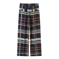 ZEVITY 2026 Nouvelle marque Pantalon large à carreaux vintage pour femme, imprimé à carreaux assortis, pantalon long décontracté rétro pour femme, vêtements Mujer