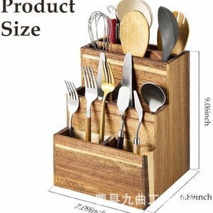 Bloque de Cuchillos de Madera Durvex de 2 Niveles, Organizador de Cubiertos Multifuncional, Almacenamiento de Cocina - Product Image 4