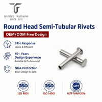 Rivets semi-tubulaires à tête ronde personnalisés TianFang pour protège-embouts agricoles, laiton nickelé, approvisionnement stable en lot