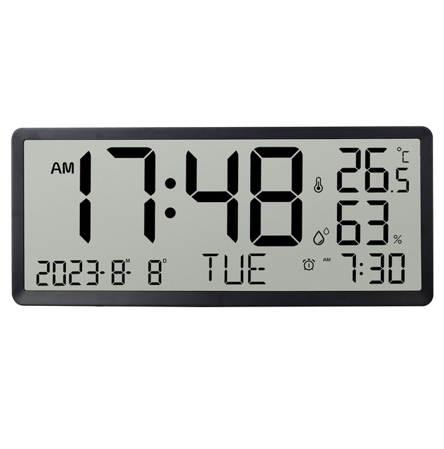 Creative LCD Multifunctional Wall Clock Minimalist Modern Large Screen New Electronic Clock with Silent Alarm for Living Room
