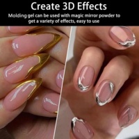 Gel de modelage 3D semi-solide sans HEMA ni TPO, blanc et noir, pour la création d'art des ongles avec poudre chromée, fournitures de manucure