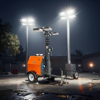 6kW Dieselgenerator 7,5m Lichtturm 4x400W LED IP65 Weiß mit Abschleppöse für Katastrophenhilfe Notstrom & Beleuchtung
