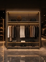 Étagère murale d'exposition de vêtements éclairée par LED, panneau d'affichage pour vêtements, équipement de boutique de vente au détail