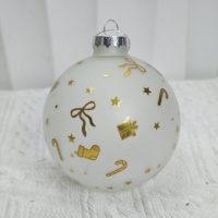 Boule de Noël vintage en verre soufflé givré avec paillettes dorées pour décorations de Noël