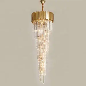 Lustre moderne de luxe en or nordique avec cristaux, éclairage de lustres suspendus