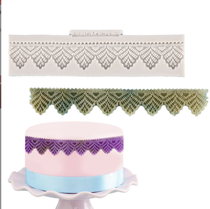 Une variété de jante de gâteau fondant bricolage écailles de poisson perle treillis gâteau décoration jante moule en silicone - Product Image 5