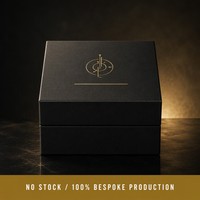 Boîte rigide noire mate en obsidienne, deux pièces avec couvercle, logo en feuille d'or, boîte cadeau personnalisée pour montre-bracelet, emballage de luxe