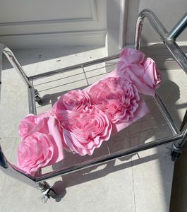 Coshe Alice Modern Summer Woven Collarless Top with Floral Embellished Off-Shoulder Breathable Skinny Fit Romantic Made Vietnam - Product Image 4