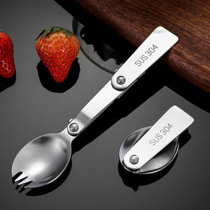 Cuillère pliable en acier inoxydable 304 pour pique-niques en plein air, cuillère-fourchette portable, cuillère créative pour braiser, pot à braiser - Product Image 5