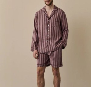 <span class=keywords><strong>Pigiama</strong></span> da <span class=keywords><strong>Uomo</strong></span> in Lino 100% Personalizzato, Traspirante, con Tasche, Lavabile in Lavatrice, Casual, <span class=keywords><strong>a</strong></span> Maniche Lunghe, <span class=keywords><strong>a</strong></span> <span class=keywords><strong>Righe</strong></span>, Combinato, Vendita all'Ingrosso - Product Image 2
