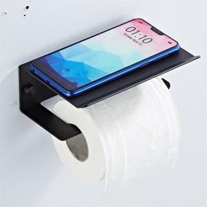 Set di ferramenta di fabbrica 4 pezzi porta telefono a parete porta rotolo di carta igienica nero acciaio inossidabile Set di accessori da bagno - Product Image 5